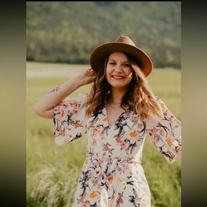 White Floral Wrap Midi Dress